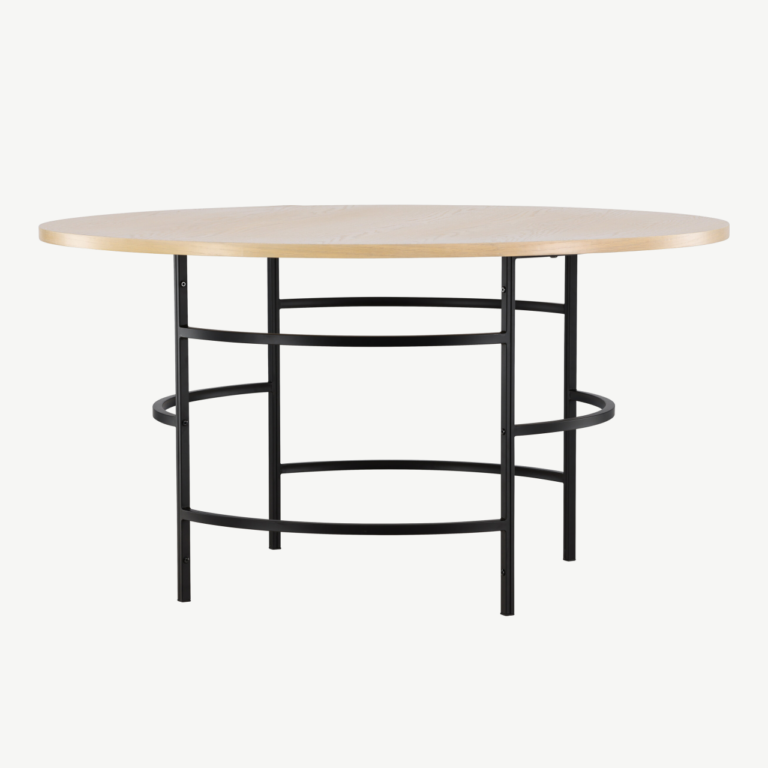 Ümmargune söögilaud Copenhagen (valge peitsiga MDF, must metall, ø140 cm) - 62031-130
