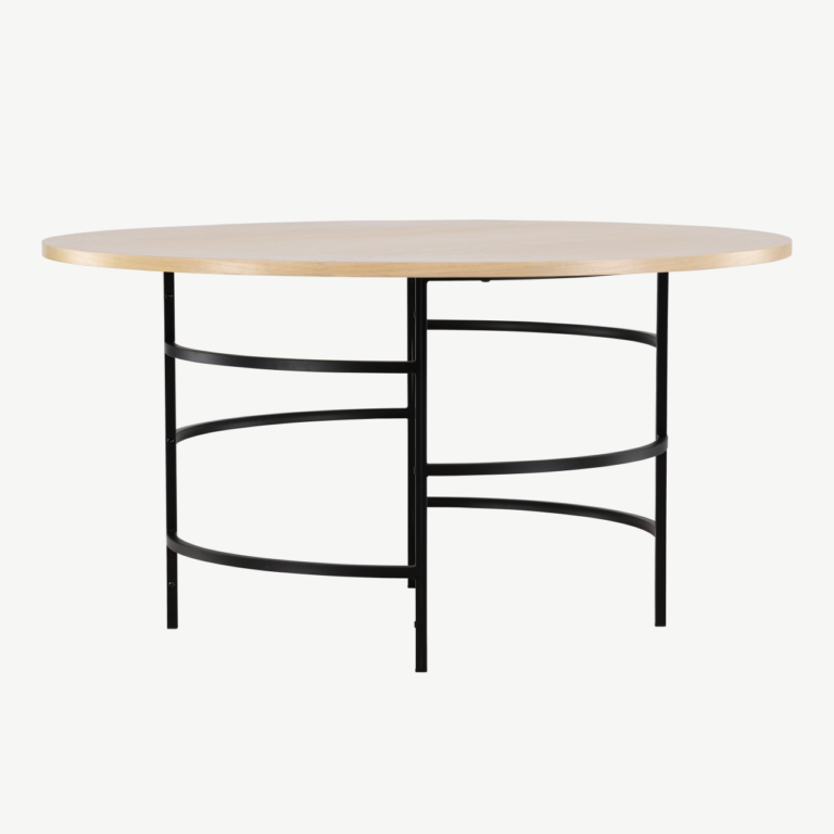 Ümmargune söögilaud Copenhagen (valge peitsiga MDF, must metall, ø140 cm) - 62031-130