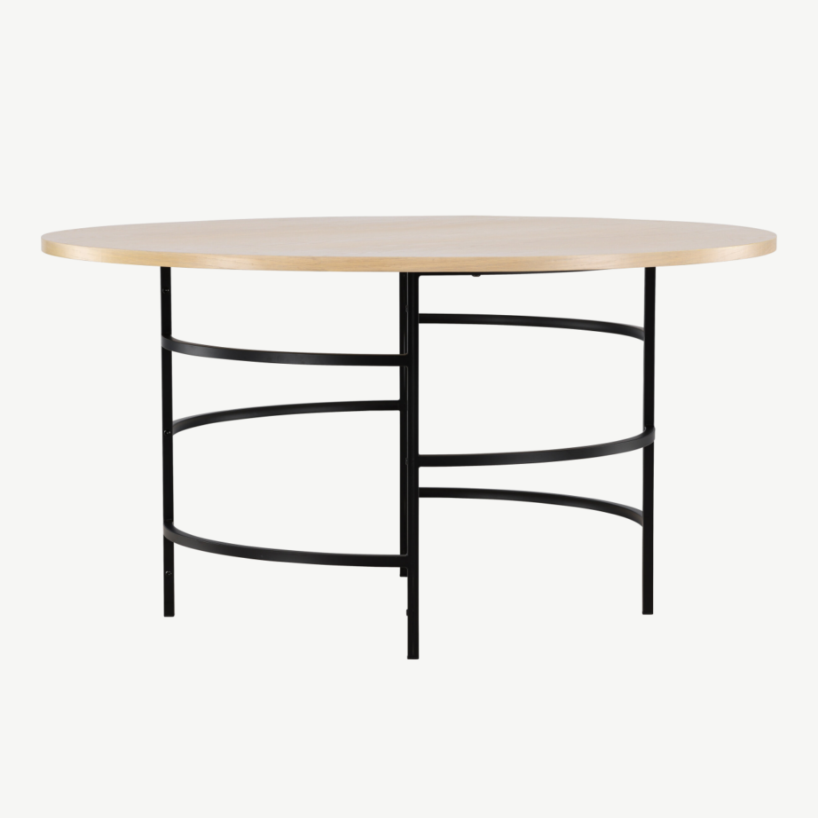 Ümmargune söögilaud Copenhagen (valge peitsiga MDF, must metall, ø140 cm), 62031-130 – 5