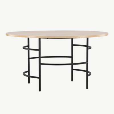 Ümmargune söögilaud Copenhagen (valge peitsiga MDF, must metall, ø140 cm) - 62031-130