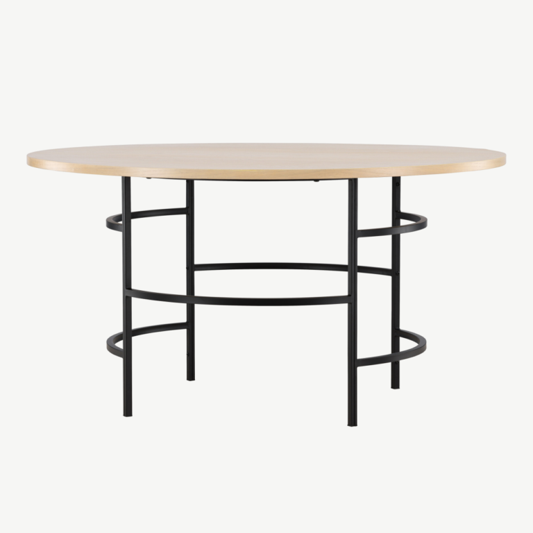 Ümmargune söögilaud Copenhagen (valge peitsiga MDF, must metall, ø140 cm) - 62031-130