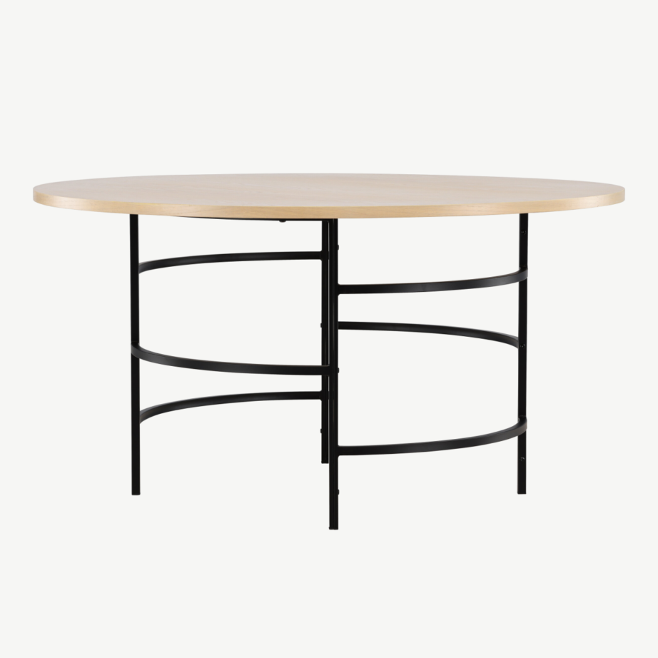 Ümmargune söögilaud Copenhagen (valge peitsiga MDF, must metall, ø140 cm), 62031-130 – 7