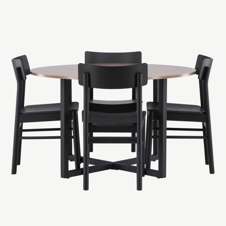 Ümmargune söögilaud Durango ja must Montros tool (pähklitoon, 120 cm) - GR23160
