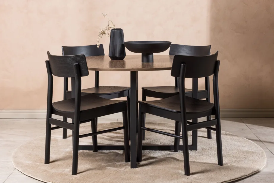 Ümmargune söögilaud Durango ja must Montros tool (pähklitoon, 120 cm), GR23160 – 8