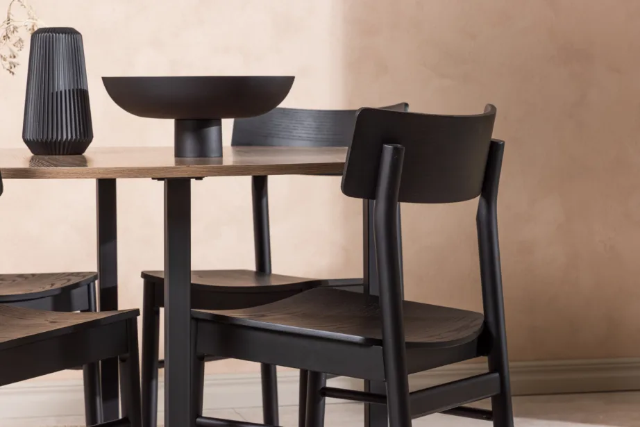 Ümmargune söögilaud Durango ja must Montros tool (pähklitoon, 120 cm), GR23160 – 9