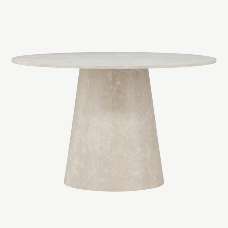 Ümmargune söögilaud Lanzo (beež marmori välimusega, ø120 cm, MDF) - 61927-102
