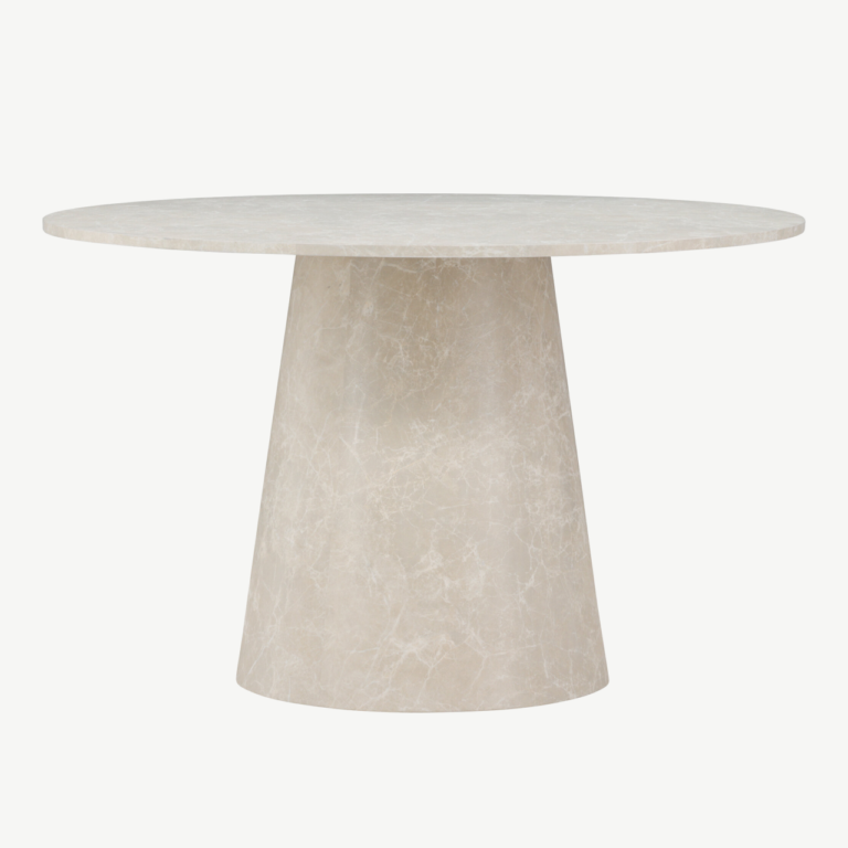 Ümmargune söögilaud Lanzo (beež marmori välimusega, ø120 cm, MDF) - 61927-102