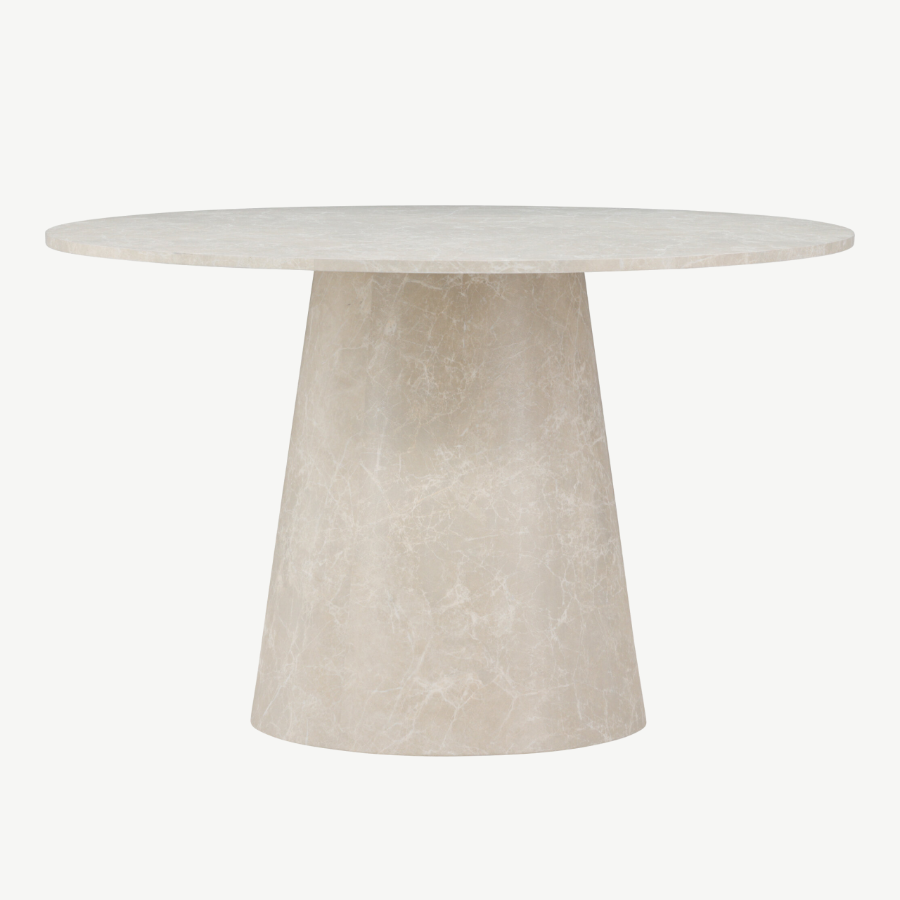 Ümmargune söögilaud Lanzo (beež marmori välimusega, ø120 cm, MDF) - 61927-102