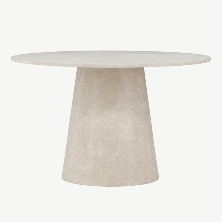 Ümmargune söögilaud Lanzo (beež marmori välimusega, ø120 cm, MDF) - 61927-102