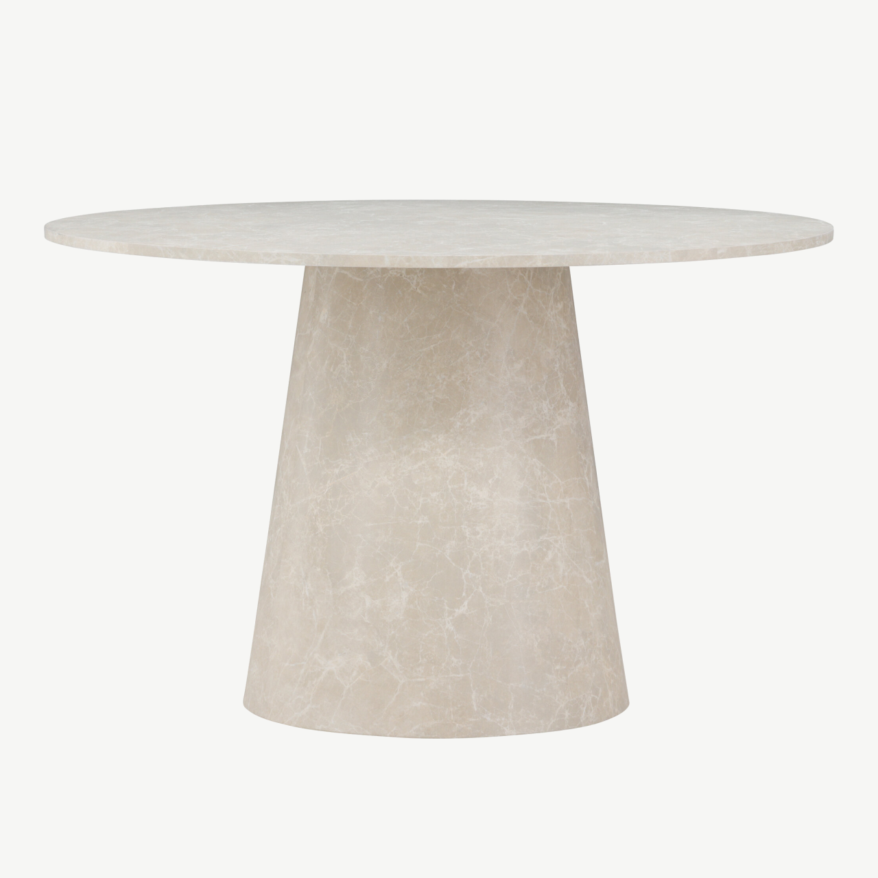 Ümmargune söögilaud Lanzo (beež marmori välimusega, ø120 cm, MDF) - 61927-102