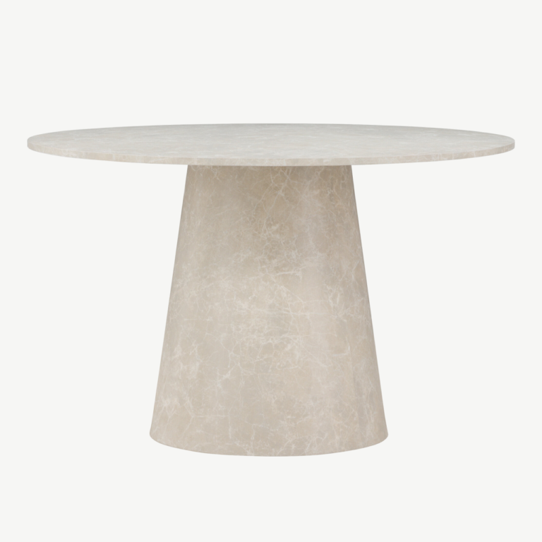Ümmargune söögilaud Lanzo (beež marmori välimusega, ø120 cm, MDF) - 61927-102