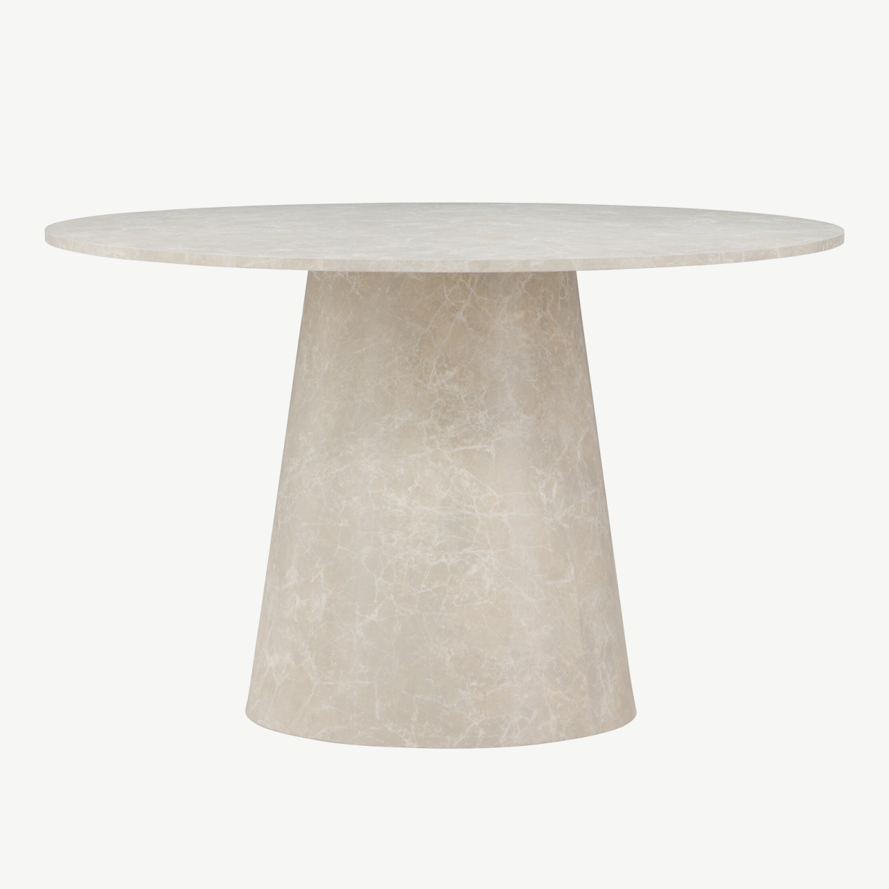 Ümmargune söögilaud Lanzo (beež marmori välimusega, ø120 cm, MDF) - 61927-102