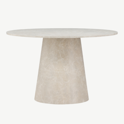 Ümmargune söögilaud Lanzo (beež marmori välimusega, ø120 cm, MDF) - 61927-102