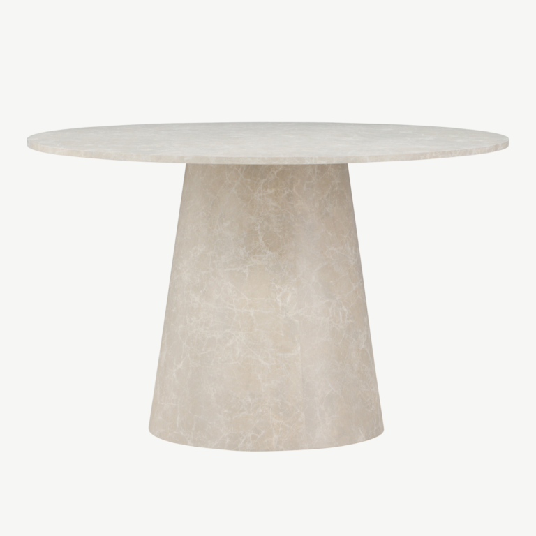Ümmargune söögilaud Lanzo (beež marmori välimusega, ø120 cm, MDF) - 61927-102
