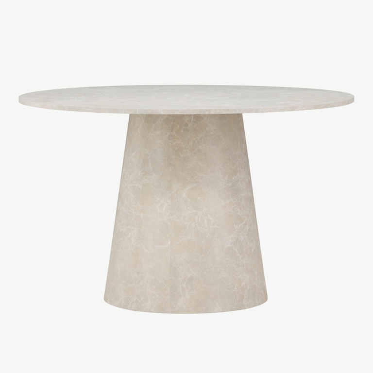 Ümmargune söögilaud Lanzo (beež marmori välimusega, ø120 cm, MDF) - 61927-102