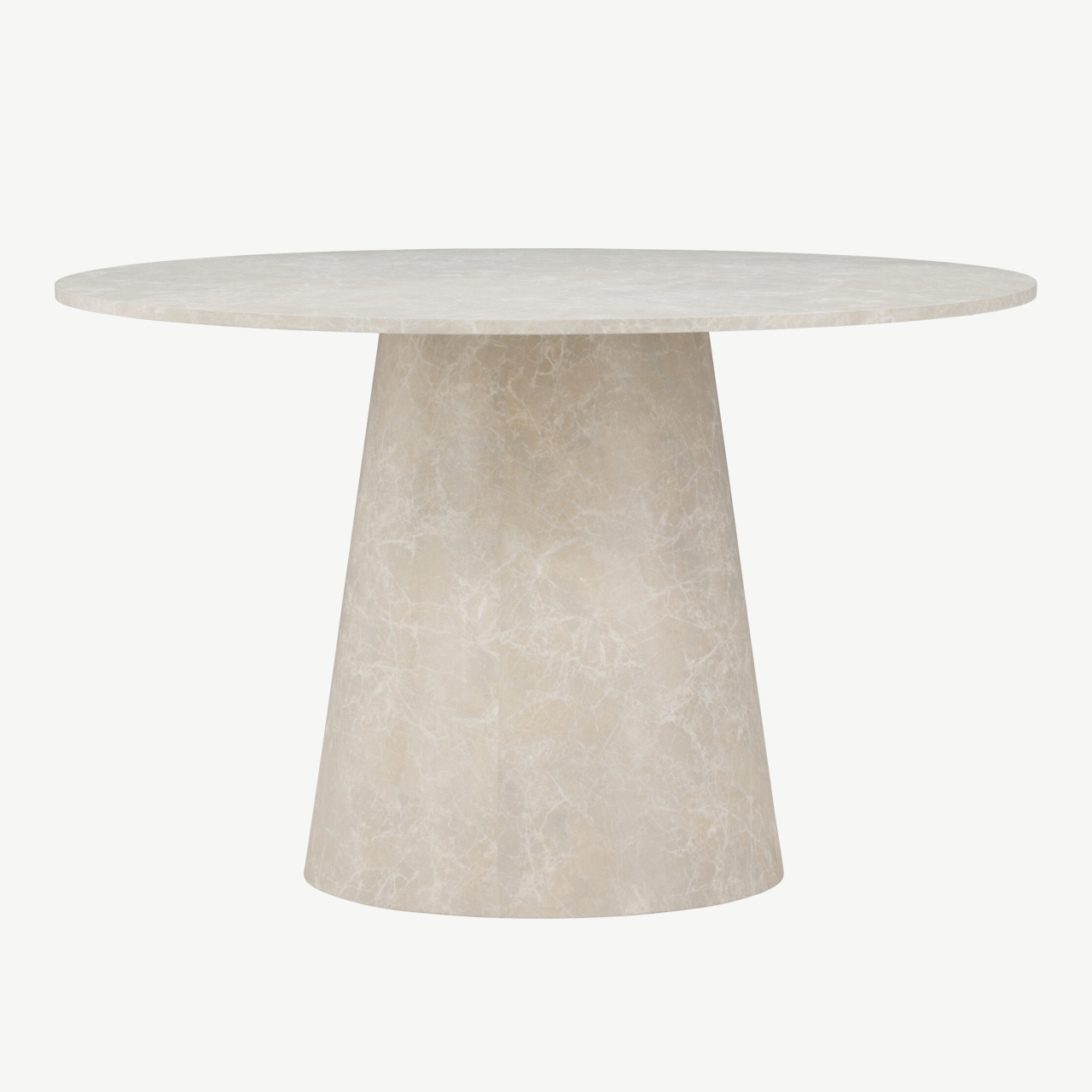 Ümmargune söögilaud Lanzo (beež marmori välimusega, ø120 cm, MDF) - 61927-102
