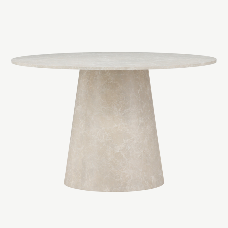 Ümmargune söögilaud Lanzo (beež marmori välimusega, ø120 cm, MDF) - 61927-102