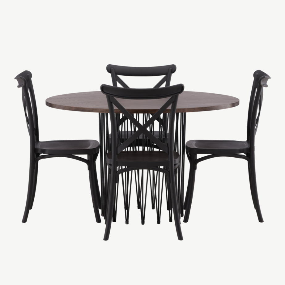 Ümmargune söögilaud Stone mokkavärvi MDF-ga ja Crosett must plastiktool, GR23022 – 2