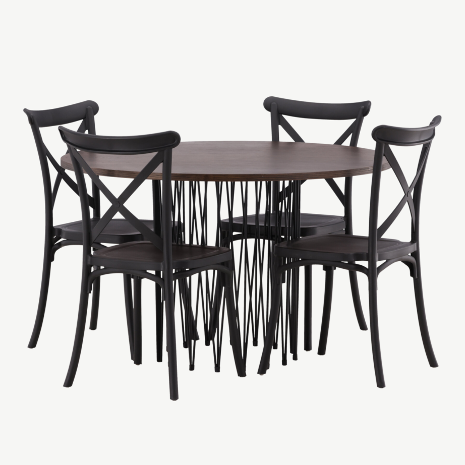 Ümmargune söögilaud Stone mokkavärvi MDF-ga ja Crosett must plastiktool, GR23022 – 3