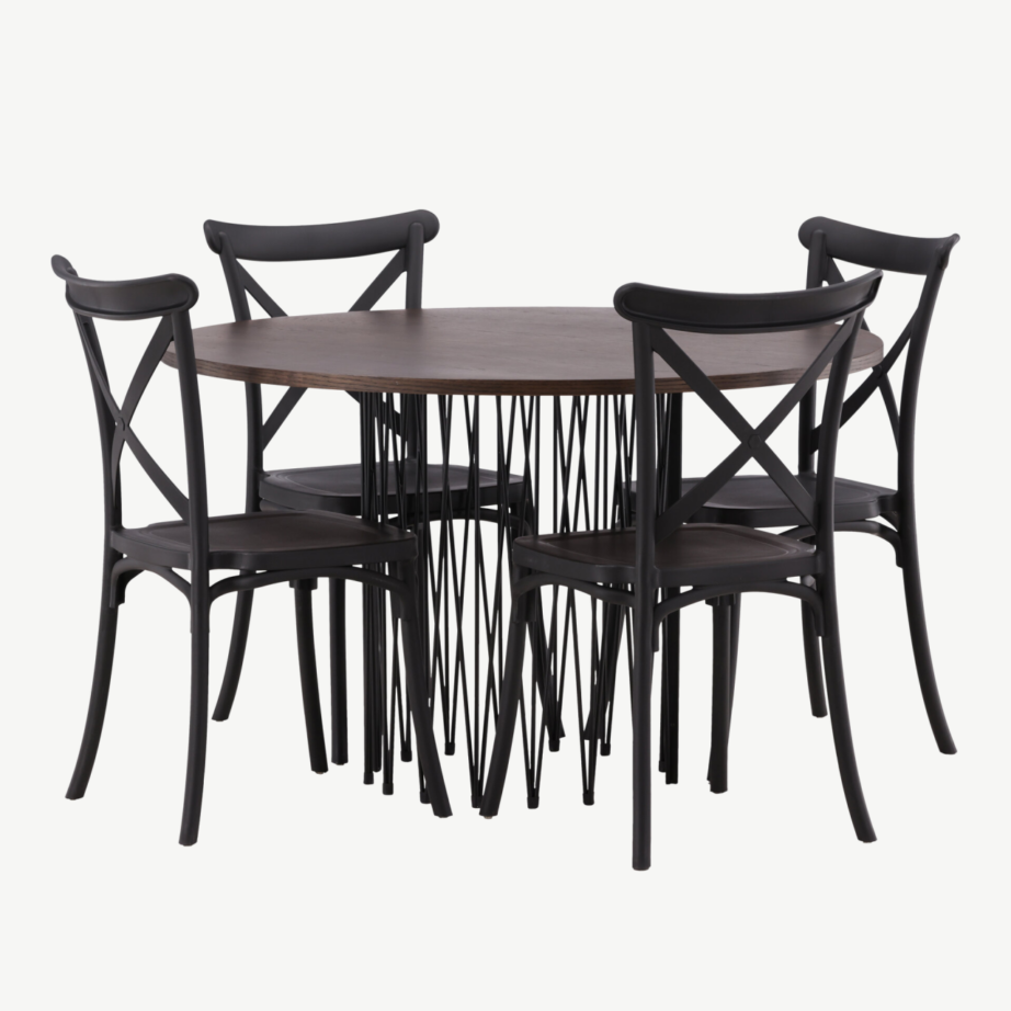 Ümmargune söögilaud Stone mokkavärvi MDF-ga ja Crosett must plastiktool, GR23022 – 4