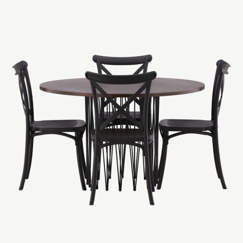 Ümmargune söögilaud Stone mokkavärvi MDF-ga ja Crosett must plastiktool, GR23022 – 5