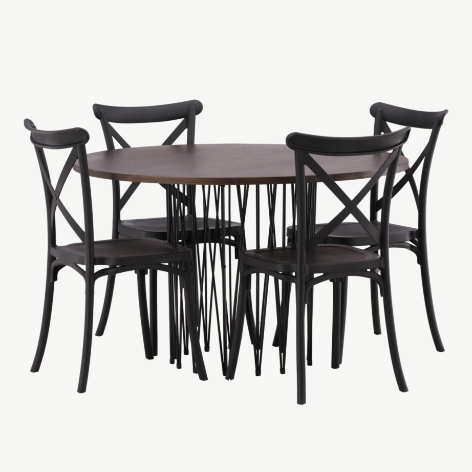 Ümmargune söögilaud Stone mokkavärvi MDF-ga ja Crosett must plastiktool, GR23022 – 6