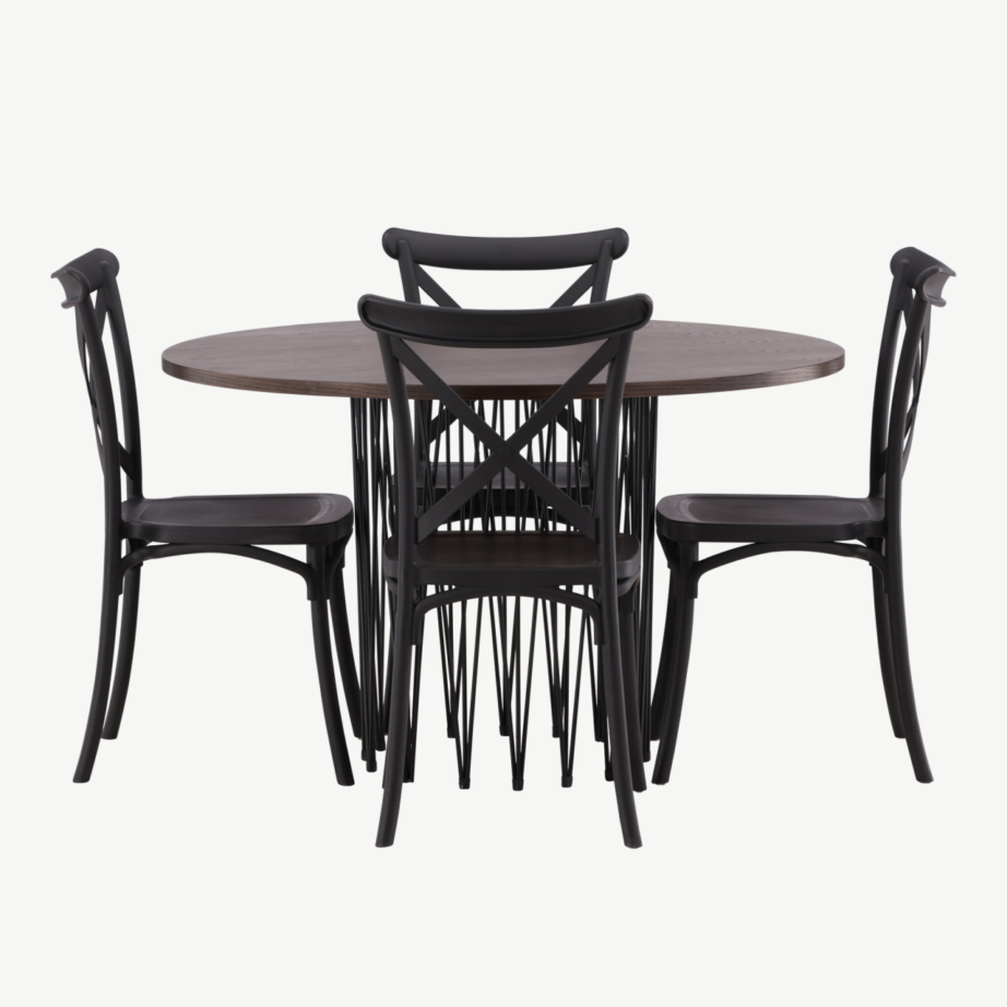 Ümmargune söögilaud Stone mokkavärvi MDF-ga ja Crosett must plastiktool, GR23022 – 7