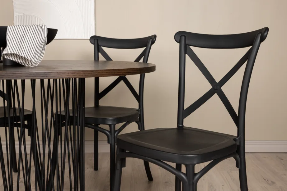 Ümmargune söögilaud Stone mokkavärvi MDF-ga ja Crosett must plastiktool, GR23022 – 9