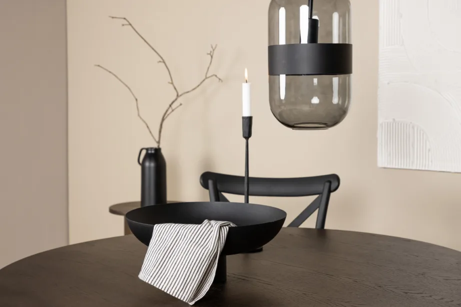 Ümmargune söögilaud Stone mokkavärvi MDF-ga ja Crosett must plastiktool, GR23022 – 10