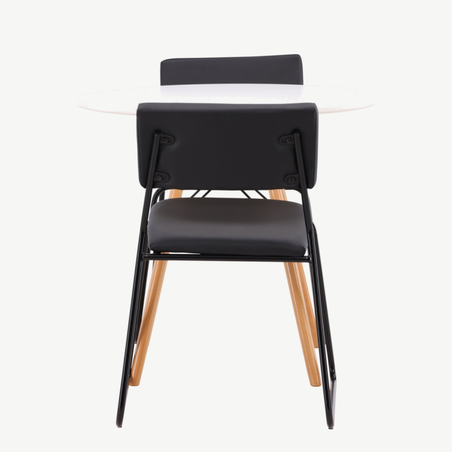 Ümmargune valge MDF söögilaud Danburi ja must Kenth tool, GR22915 – 2