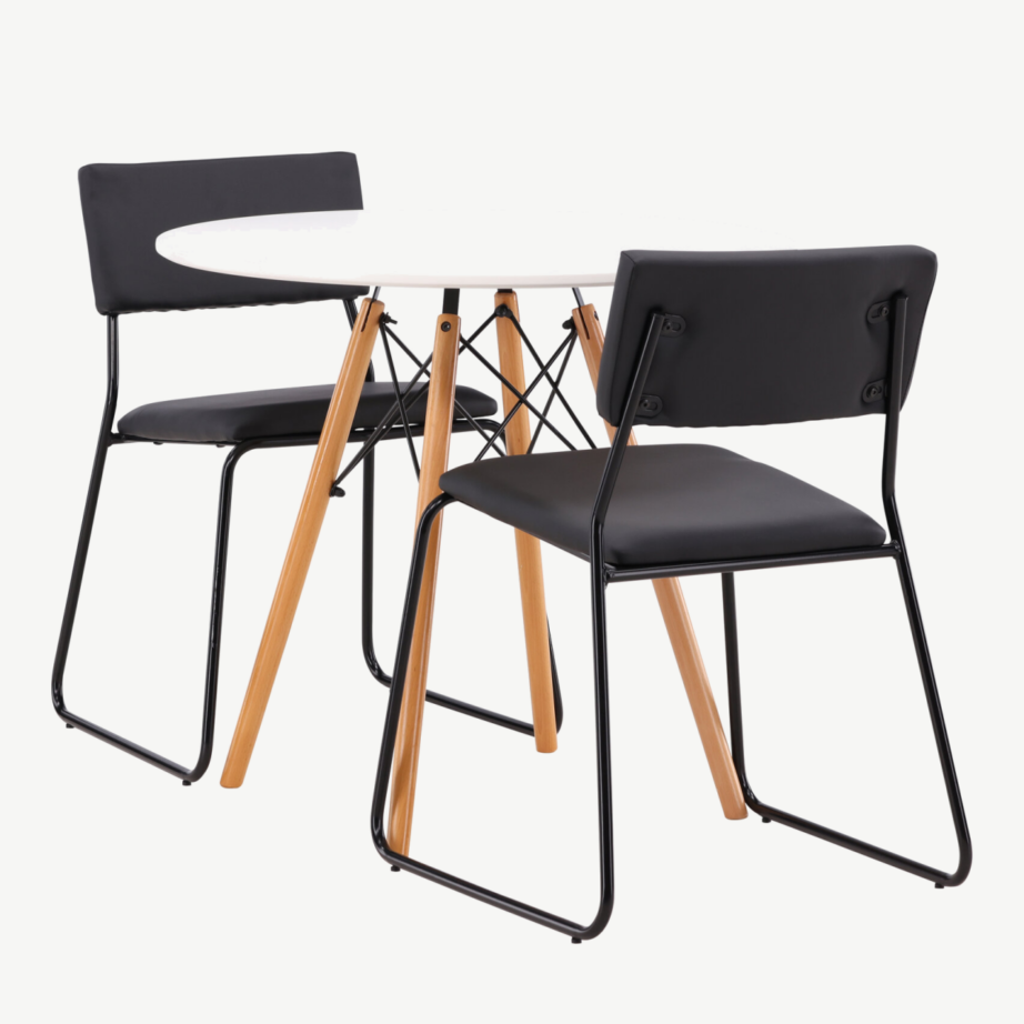 Ümmargune valge MDF söögilaud Danburi ja must Kenth tool, GR22915 – 6