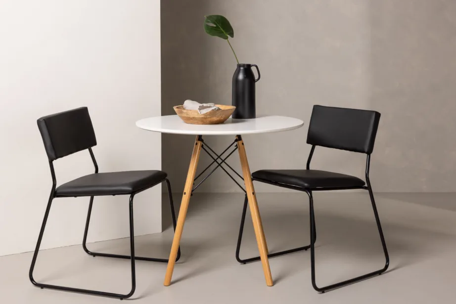 Ümmargune valge MDF söögilaud Danburi ja must Kenth tool, GR22915 – 8