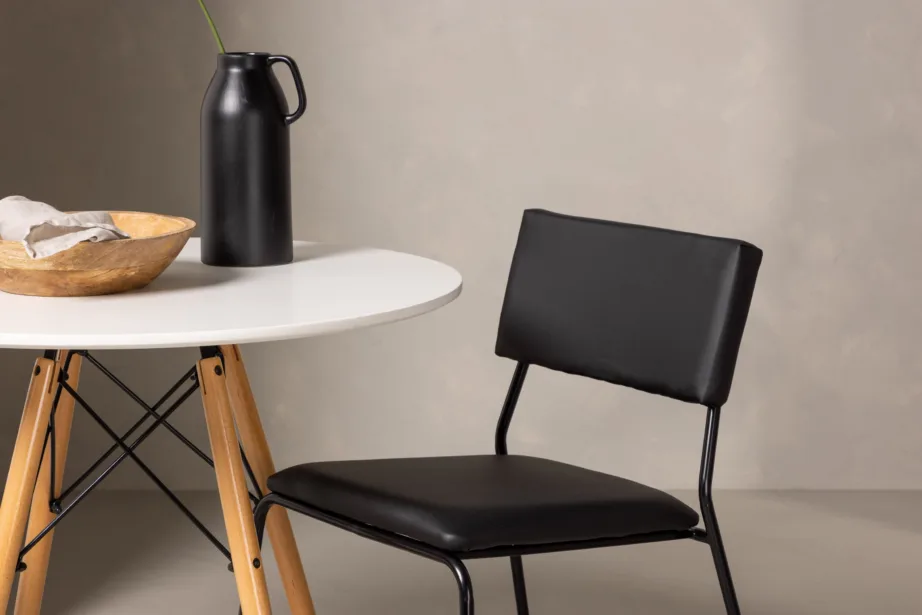 Ümmargune valge MDF söögilaud Danburi ja must Kenth tool, GR22915 – 9