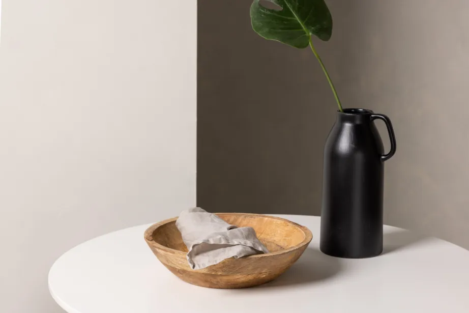 Ümmargune valge MDF söögilaud Danburi ja must Kenth tool, GR22915 – 10