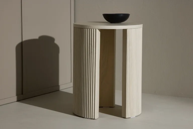 Ümmargune valge abilaud Bristol (MDF, valge peits, ø40×52 cm) - 62054-130