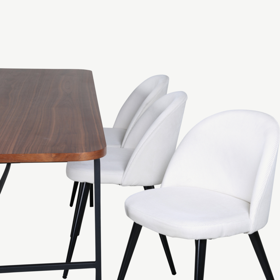 Uno ristkülikukujuline pähklivineeriga söögilaud musta metallraamiga, GR22150 – 5