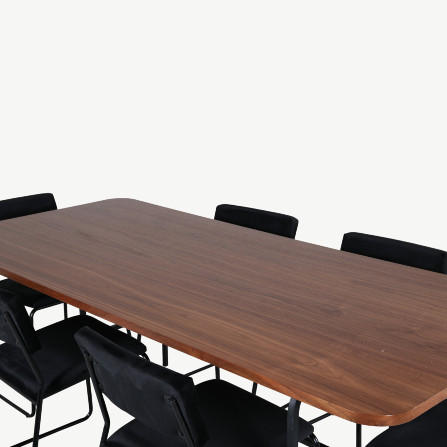 Uno ristkülikukujuline söögilaud ja Kenth tool (must, pähklikattega MDF, 200×90 cm), GR22398 – 3