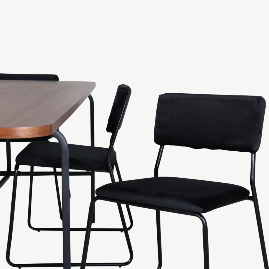 Uno ristkülikukujuline söögilaud ja Kenth tool (must, pähklikattega MDF, 200×90 cm), GR22398 – 4