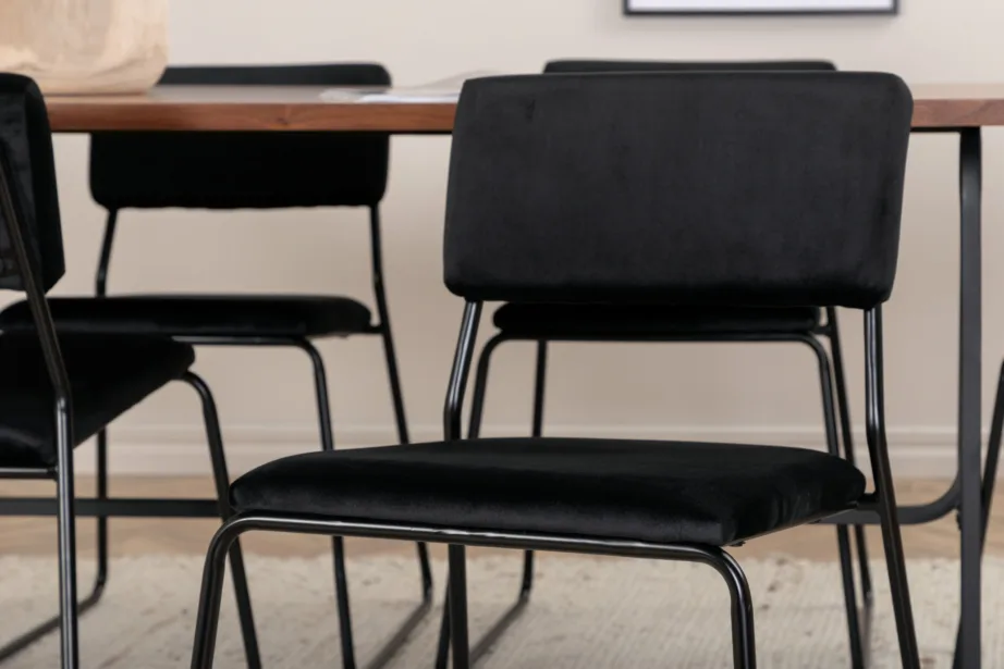 Uno ristkülikukujuline söögilaud ja Kenth tool (must, pähklikattega MDF, 200×90 cm), GR22398 – 8