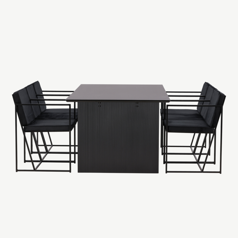 Vail must MDF ristkülikukujuline söögilaud ja Richmond sametpolstriga tool, GR22974 – 2