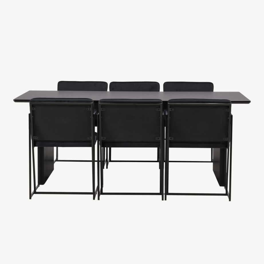 Vail must MDF ristkülikukujuline söögilaud ja Richmond sametpolstriga tool, GR22974 – 5