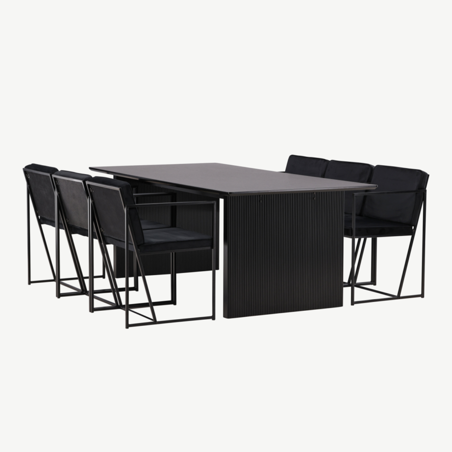 Vail must MDF ristkülikukujuline söögilaud ja Richmond sametpolstriga tool, GR22974 – 6