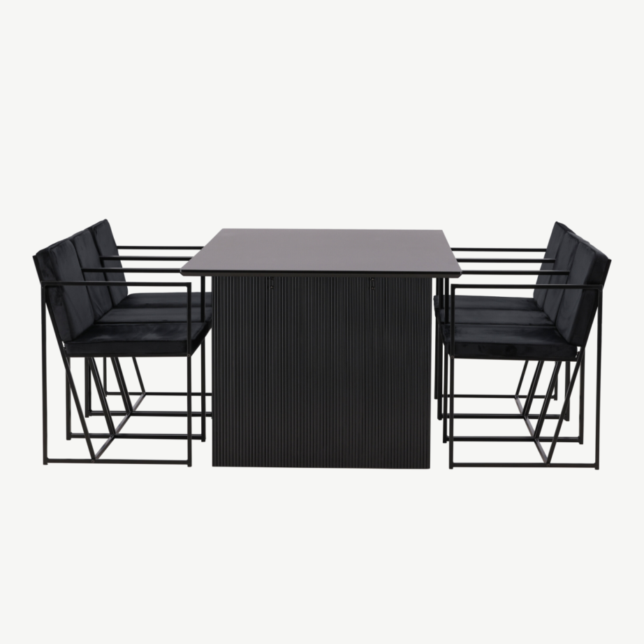 Vail must MDF ristkülikukujuline söögilaud ja Richmond sametpolstriga tool, GR22974 – 7