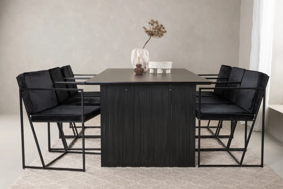 Vail must MDF ristkülikukujuline söögilaud ja Richmond sametpolstriga tool, GR22974 – 9