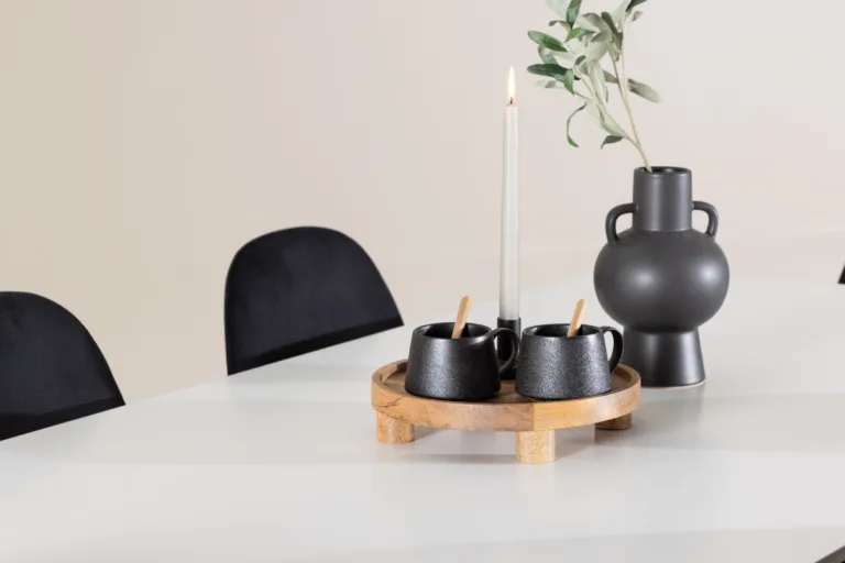 Valge MDF söögilaud Silar ja 6 musta sametist tooli Polar komplekt - GR24498