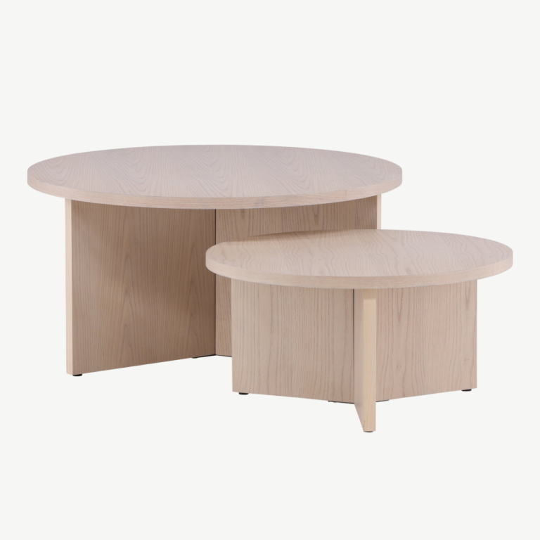 Valge peitsiga diivanilaudade komplekt Saltö (MDF, ø85 ja ø65 cm) - GR23955