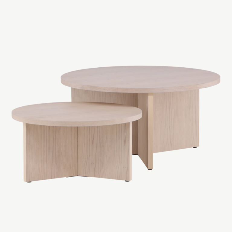 Valge peitsiga diivanilaudade komplekt Saltö (MDF, ø85 ja ø65 cm) - GR23955