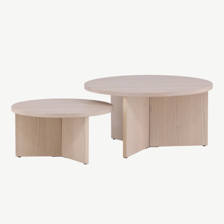 Valge peitsiga diivanilaudade komplekt Saltö (MDF, ø85 ja ø65 cm) - GR23955