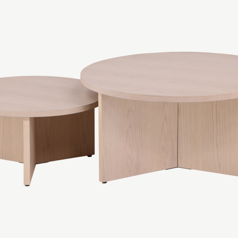 Valge peitsiga diivanilaudade komplekt Saltö (MDF, ø85 ja ø65 cm) - GR23955