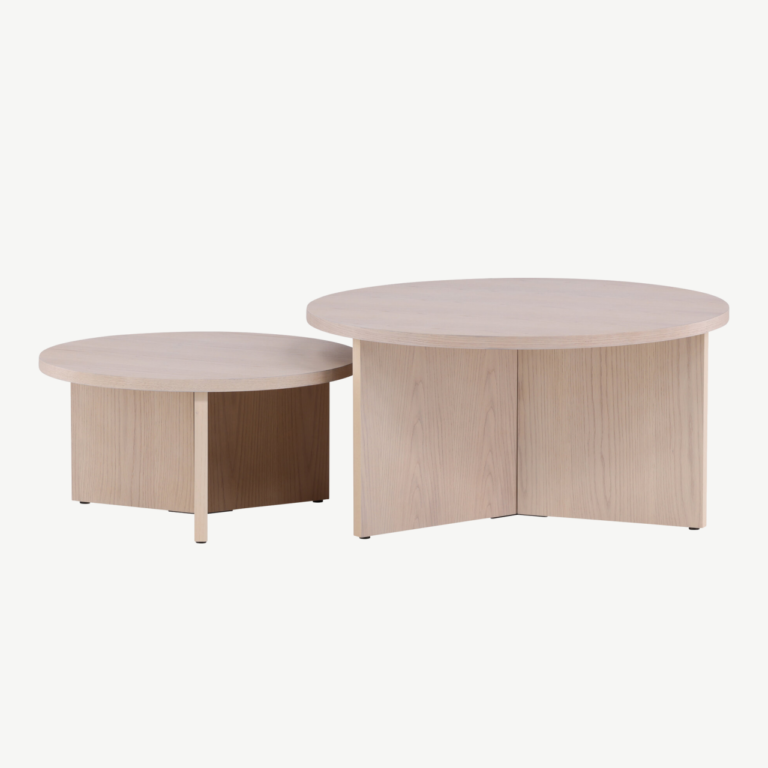Valge peitsiga diivanilaudade komplekt Saltö (MDF, ø85 ja ø65 cm) - GR23955